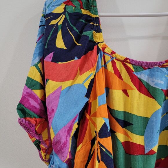 Terra And Sky Womens Top Size 1X Colorful Floral Tropical Beach Vacation - Picture 3 of 7